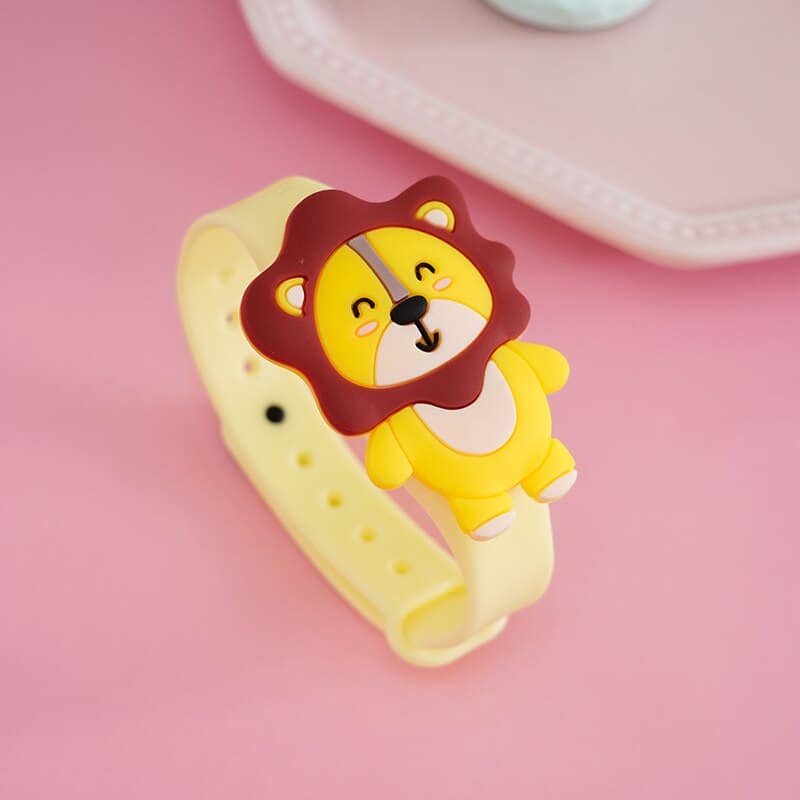 Bracelet anti-moustique motif animal 3D sur un fond rose