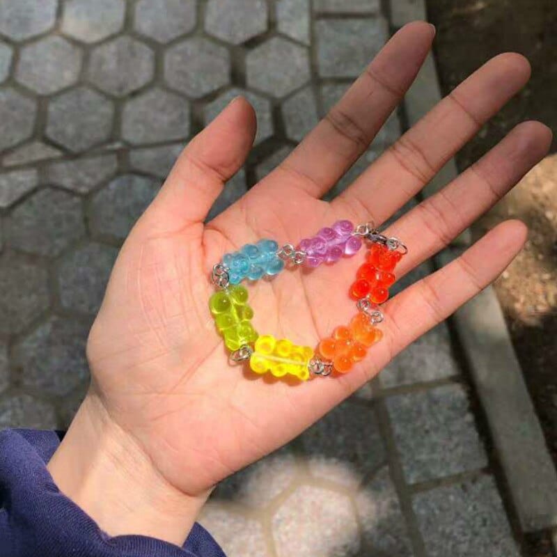 Bracelet en bonbon arc-en-ciel pour fille coloré