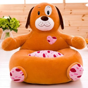 Canapé pouf en forme d'animal marron et rose motif chien dans un sallon