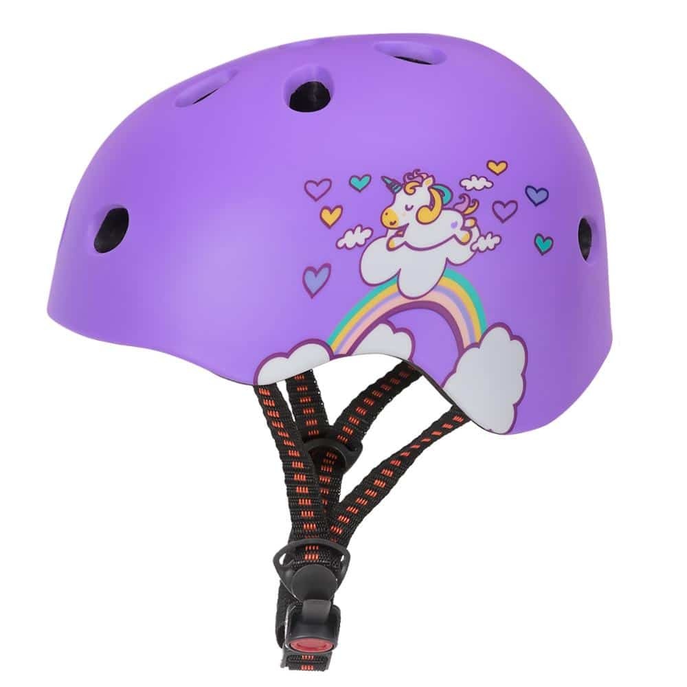 Casque de vélo ultraléger à motif dessin animé violet sur fond blanc