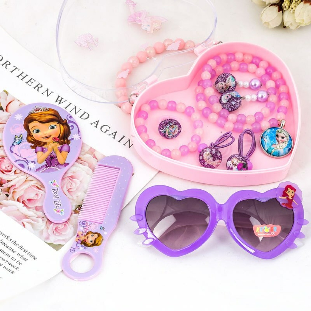 Collier de perles Disney avec accessoires et lunettes en violet