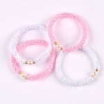 Ensemble de 2 bracelets à paillettes pour enfant blanc et rose