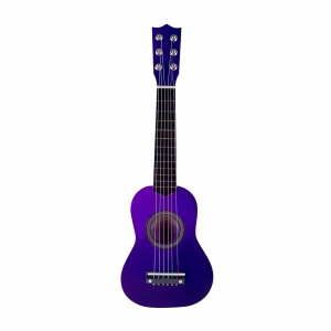 Guitare en bois à 6 cordes pour enfant violet sur fond blanc