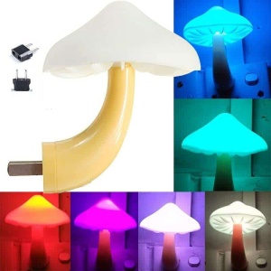 Lampe LED en forme de champignon, plusieurs couleurs disponibles.