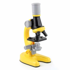 Microscope biologique 100X 400X 1200X pour enfant jaune, noir, et gris sur fond blanc