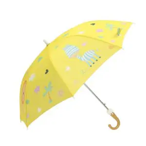 Parapluie à longue poignée motif dessin animé jaune sur fond blanc