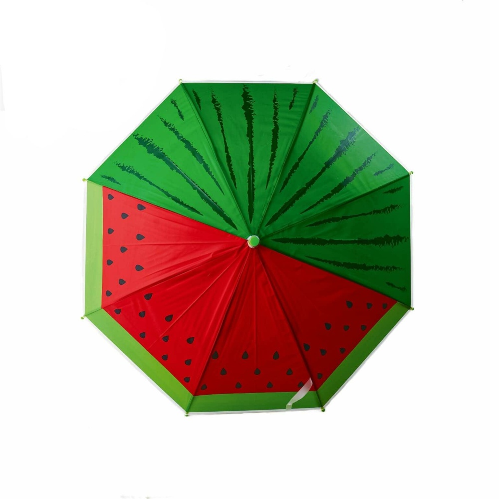 Parapluie enfant à motif fruit, couleurs vert et rouge