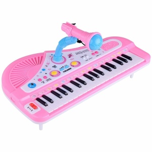 Piano électronique avec micro pour enfant rose et bleu
