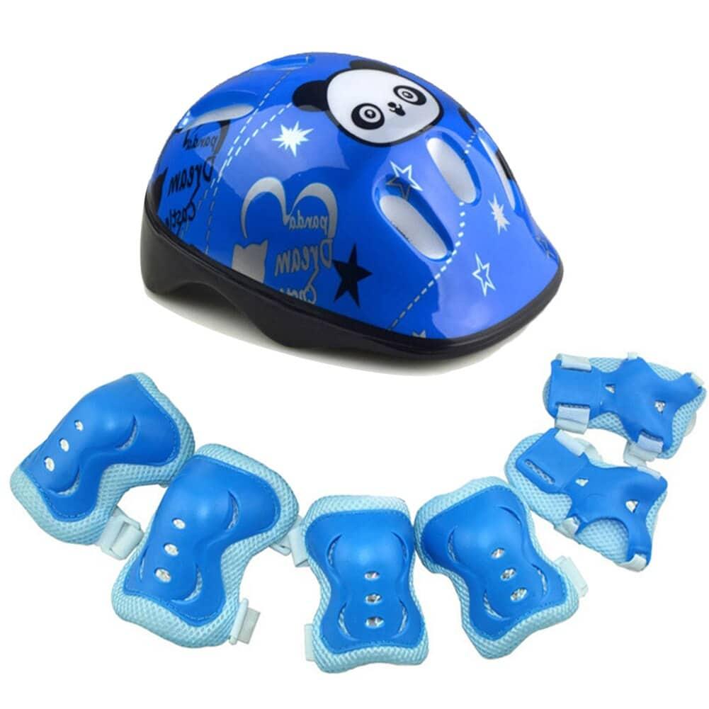 Ensemble De Protections Pour Enfants De 7 Pièces Avec Casque Et Coussinets Reglables Pour Le Cyclisme Et Le Roller