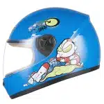 Casque moto intégral à motif dessin animé pour enfant bleu avec visiére transparent