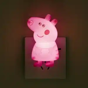 Veilleuse murale en forme de Peppa Pig pour enfant rose sur une prise