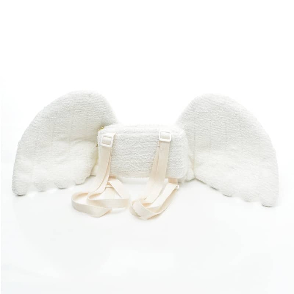 Cartable en peluche avec ailes d'ange pour enfant en blanc