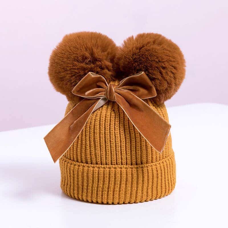 Bonnet Fille 2 Ans UQTUKO Cagoule Bébé, Chaud Cache Oreilles Chapeaux Tricoté Enfant Double Pompon Cagoule Balaclava Bonnet D'hiver Chaud Pour Filles Et Garçons - Gris Bonnet écharpe Tricot Polaire