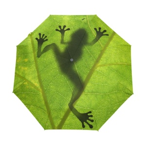 Parapluie enfant à motif grenouille vert style feuille sur fond blanc