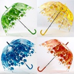 Parapluie transparent en PVC à motif floral, plusieurs couleurs disponible.