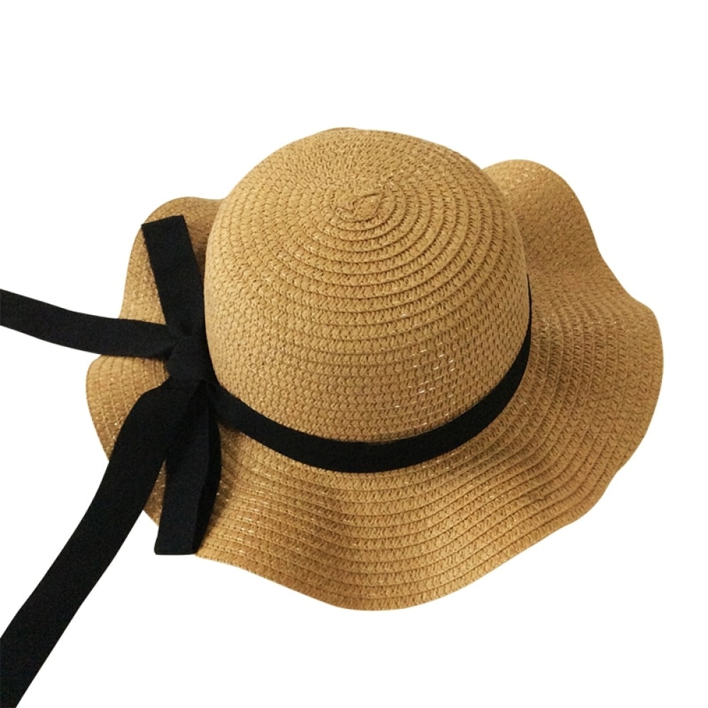 Chapeau d'été pour les bébés style panama avec noued en noir