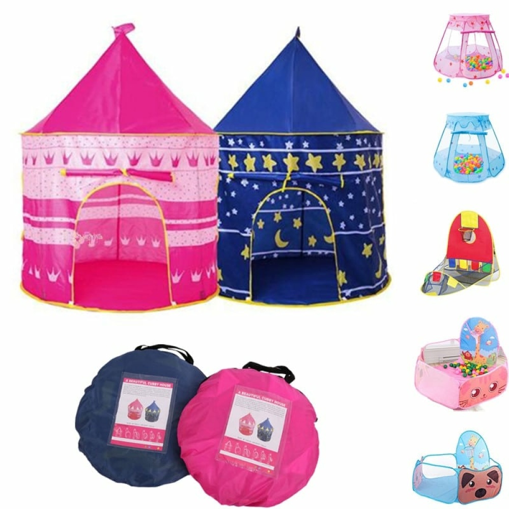 Tipi de jeu Portable pour petit prince et princesse en bleu et rose avec motifs etoile