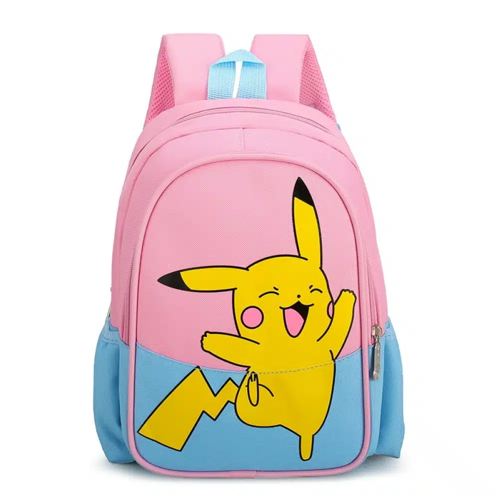 Sac à dos pour enfant Pikachu rose et bleu avec pikachu en jaune