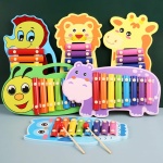 Xylophone en forme d'animaux en bois pour enfants colorés