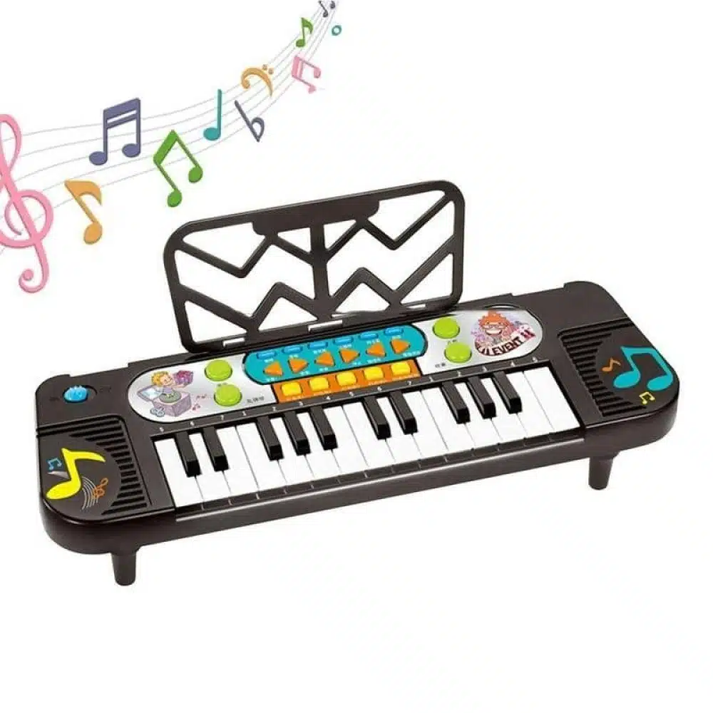 Jouet piano électronique en plastique pour enfants noir et blanc