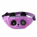 Sacoche banane en peluche panda pour filles en violet avec yeux et oreilles en noir