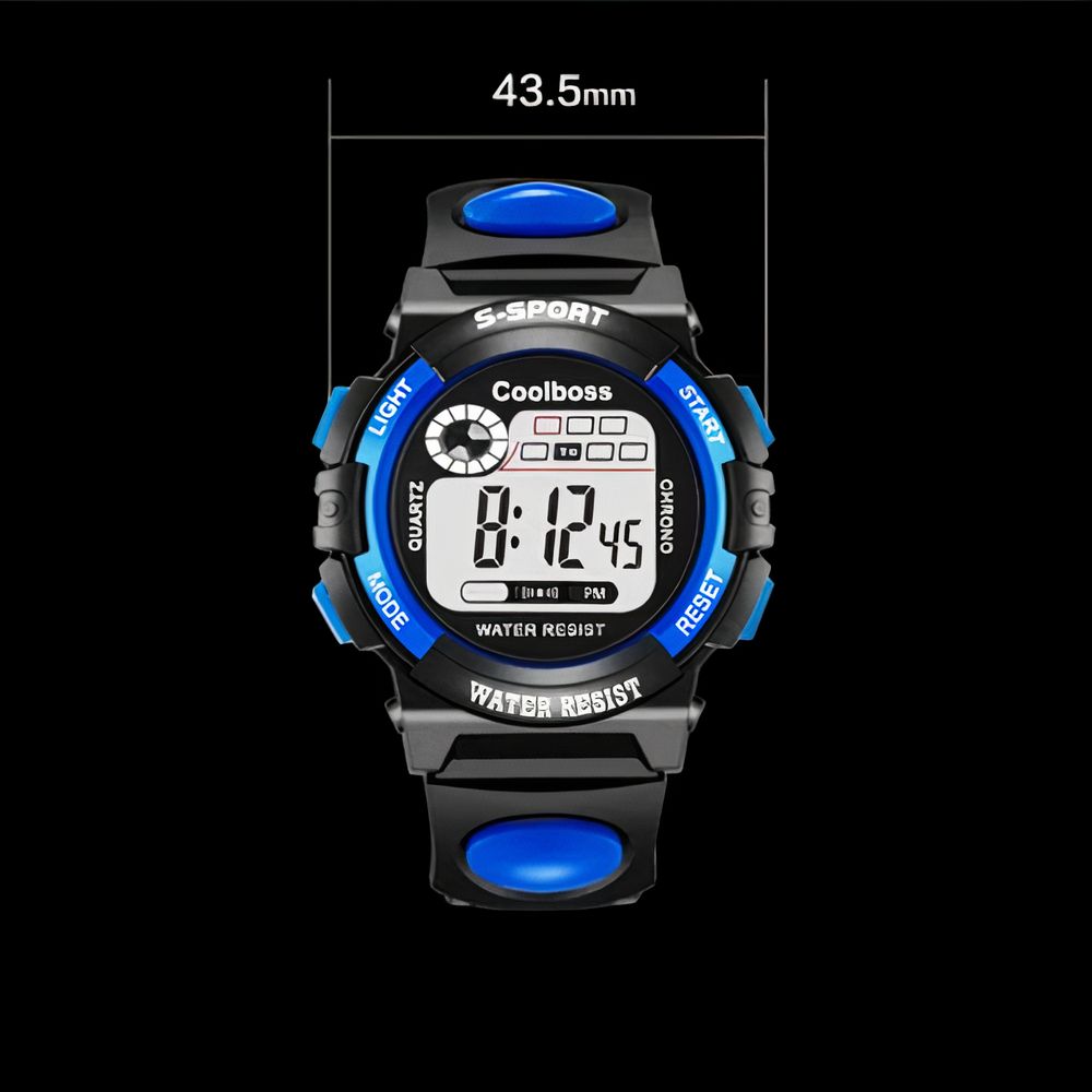 Montre Sport Numérique Enfant RSVOM Bleue - Étanche 5ATM Avec Alarme Et Chronomètre Pour Garçons