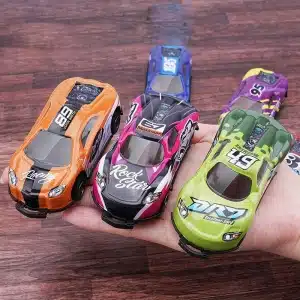 Lot de voitures de courses à catapulte orange,vert et violet