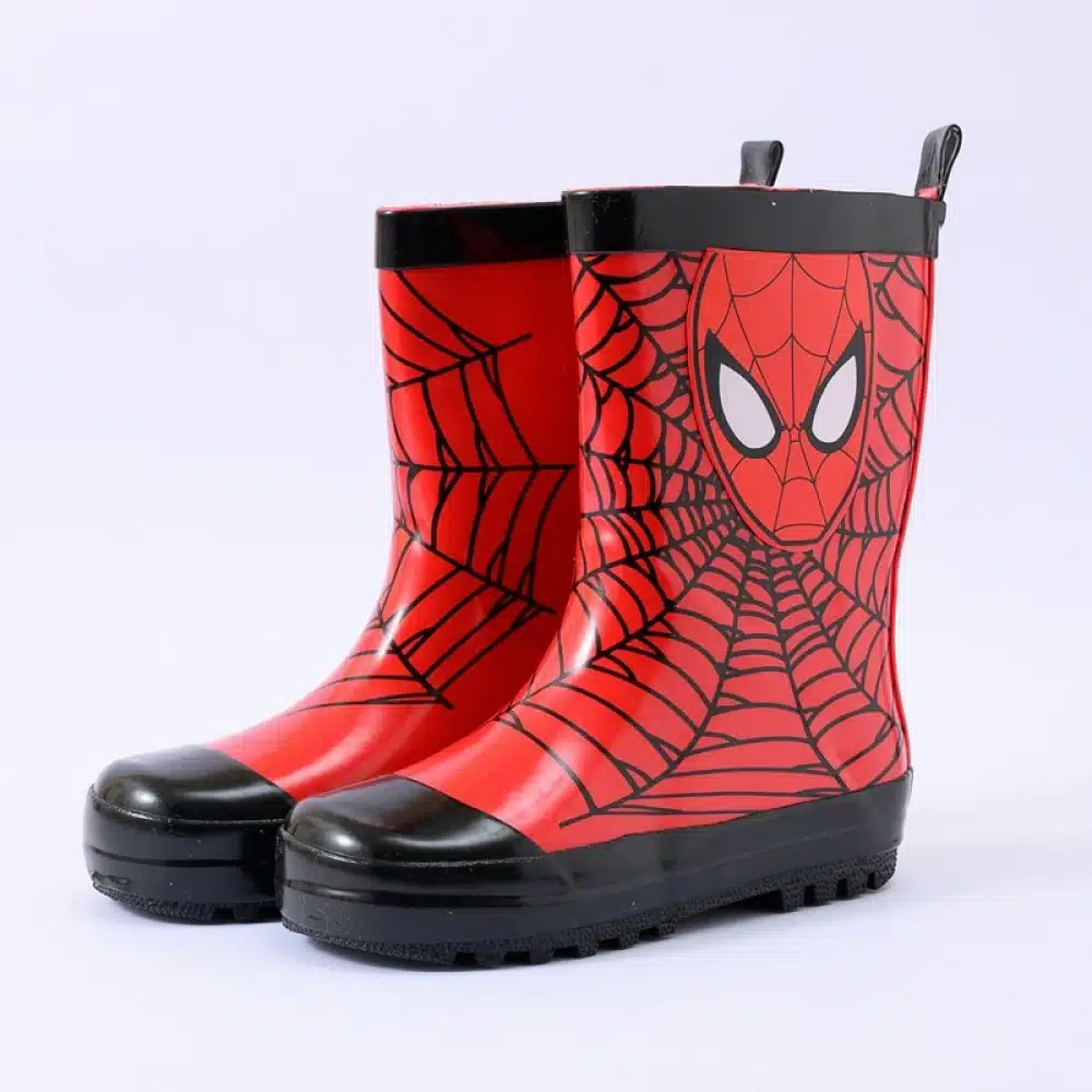 Bottes de pluie antidérapantes pour enfants spiderman rouge et noir