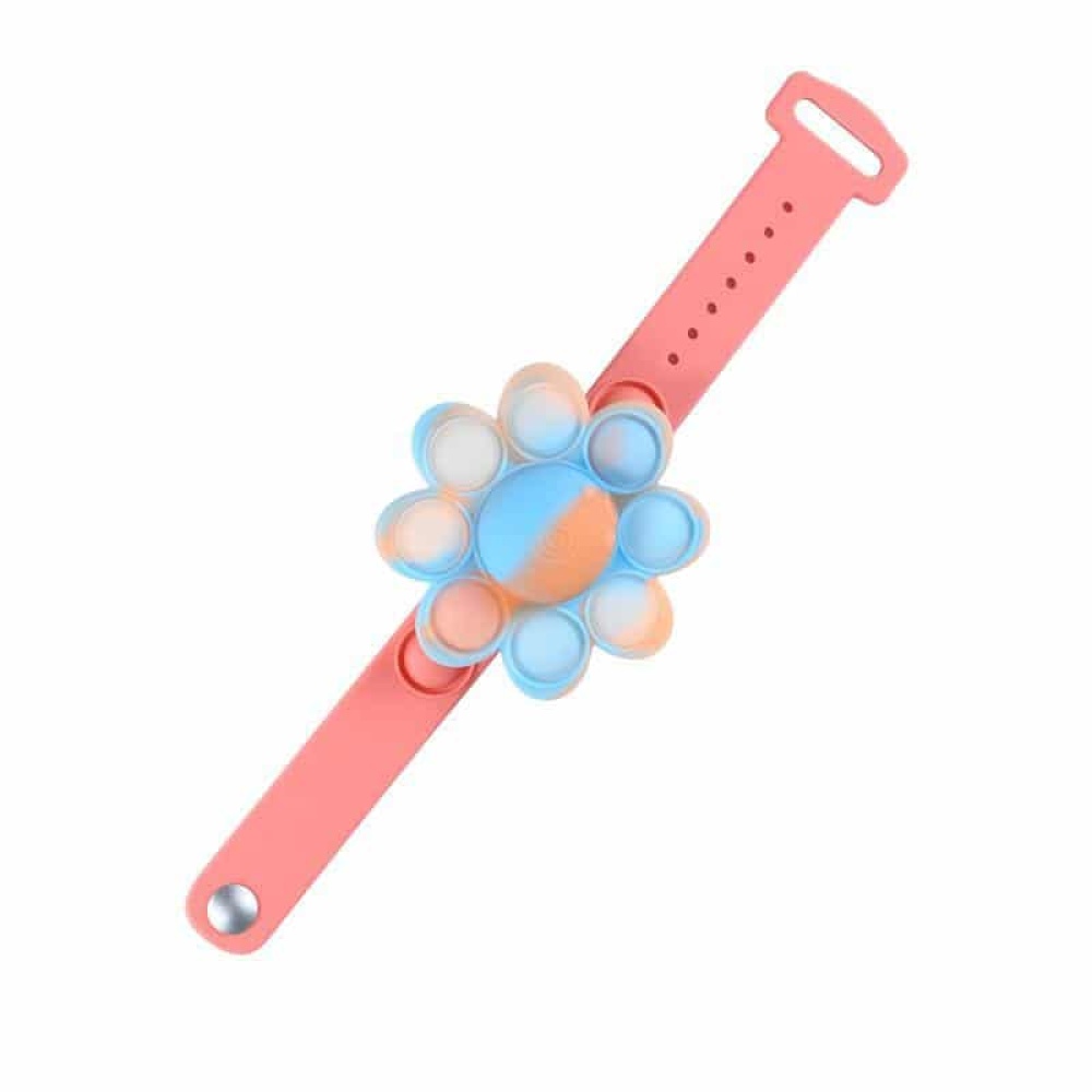 spin "Pop it" anti-stress sur bracelet coloré en rose et bleu