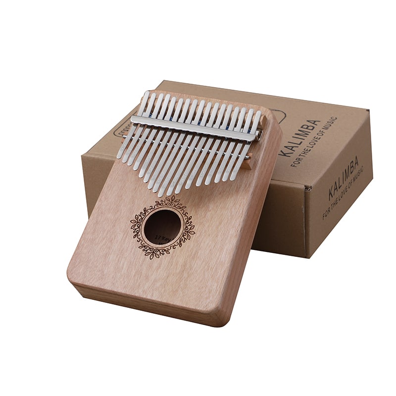 Piano à pouce kalimba à 17 touches pour enfants marron sur fond blanc