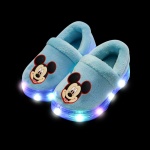 Chaussures de dessin animé Disney Mickey pour enfants turquoise avec led sur fond noir