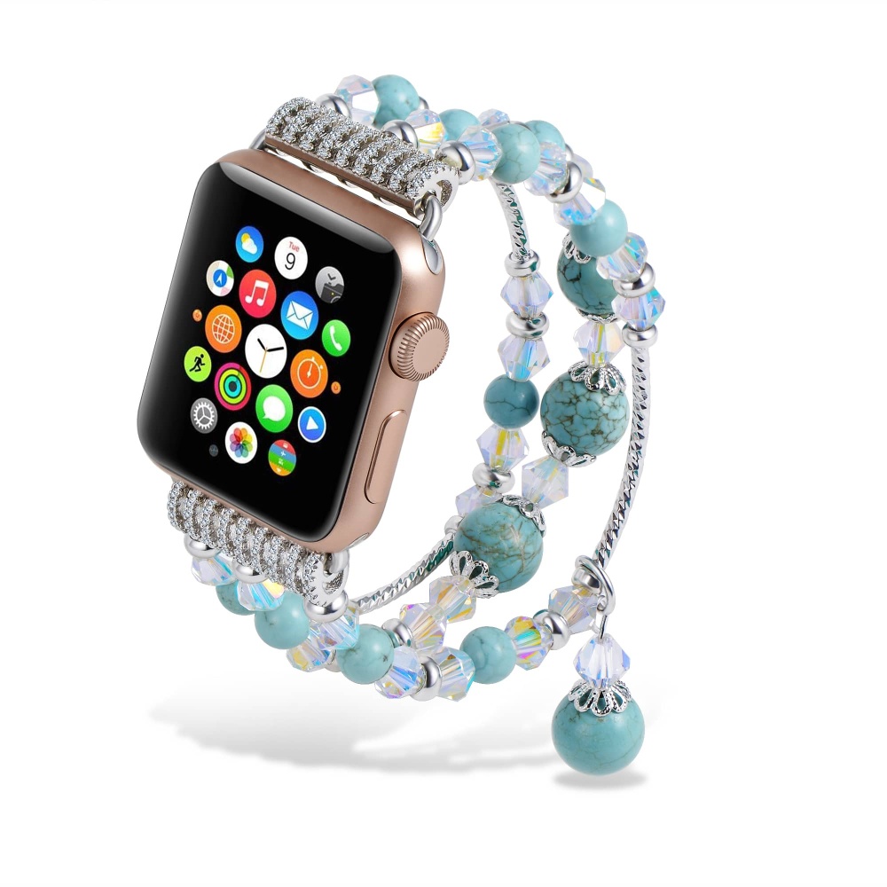 Bracelet à maillons pour montre avec perles en turquoise