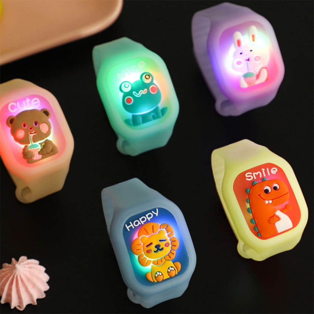 Bracelet anti-moustique lumineux pour enfant avec motifs d'animaux en silicone
