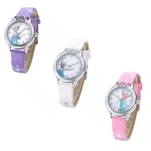 Pack 3 montres Frozen, violet, blanc et rose avec motif reine des neiges