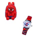 Pack mini sac à dos en peluche avec montre spiderman 2 en rouge et bleu