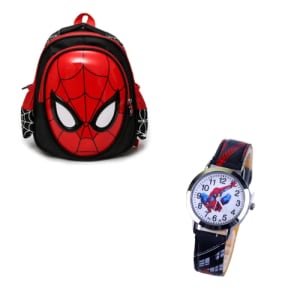Pack montre + sac à dos spiderman en rouge et noir