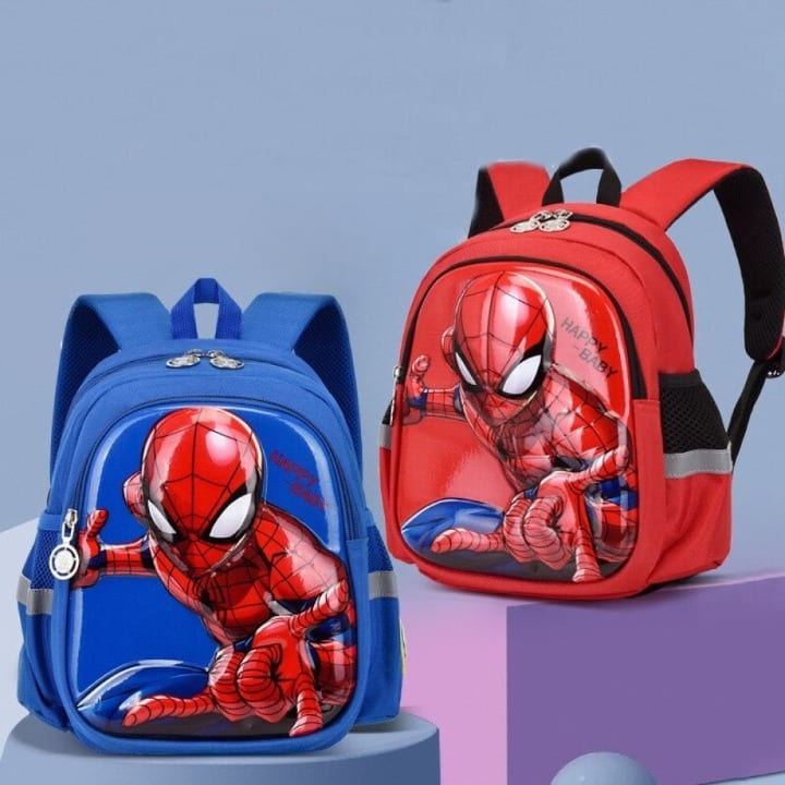 Cartable Spiderman pour enfant rouge et bleu avec spiderman en motif