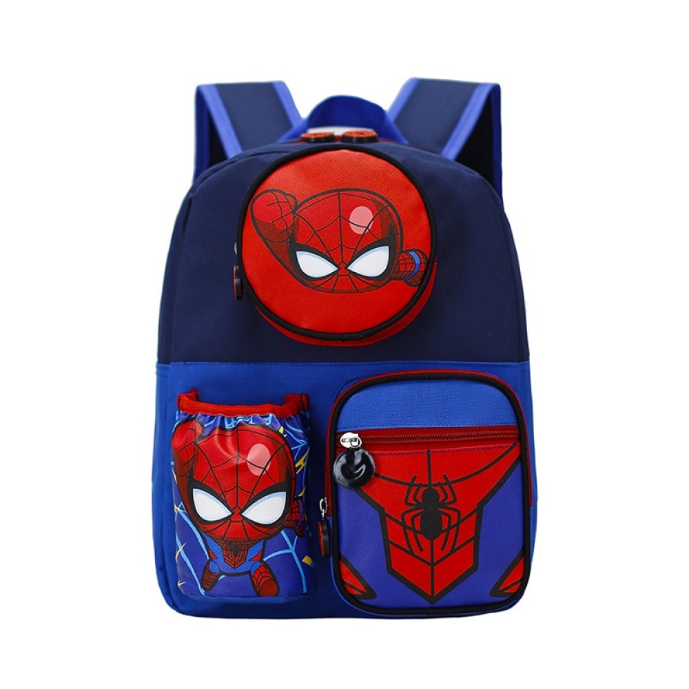Sac à dos scolaire Spiderman 3D pour enfant bleu et rouge avec rangements