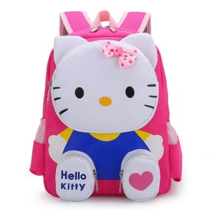Cartable Hello Kitty pour fille rose avec hello kitty sur le devant en blanc et bleu