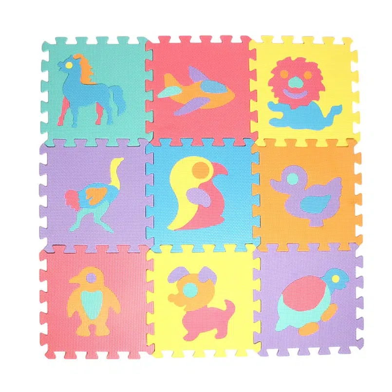 Tapis puzzle multicolore avec animaux en mousse pour enfant