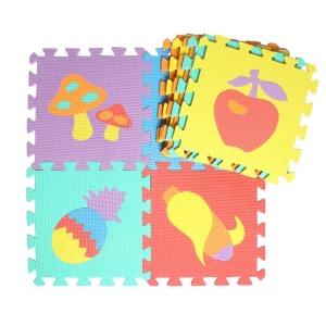 Tapis puzzle multicolore avec motifs fruits en mousse pour enfant