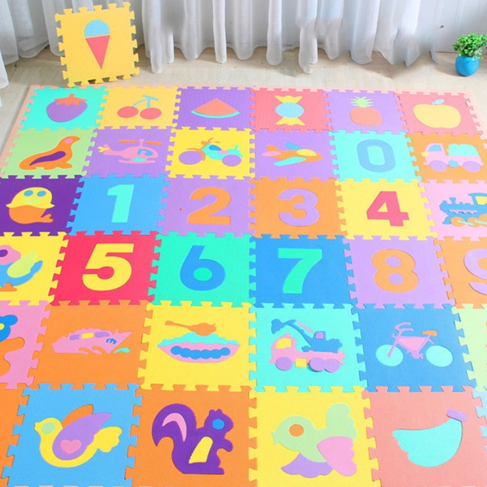 Tapis puzzle multicolore en mousse pour enfant