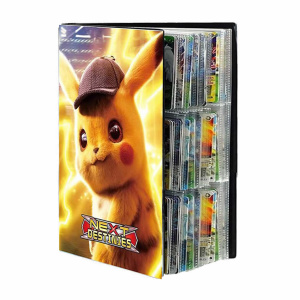 Porte album jeu de cartes Pokémon Pikachu avec casquette en marron