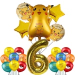 Décorations d'anniversaire Pokémon pour enfants dorés avec numéro et des ballons avec des motifs pokemon