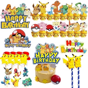 Décorations de gâteau Pokémon Pikachu happy birthday coloré