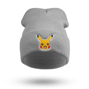 Bonnet tricoté motif Pokémon pour enfants gris avec motif pikachu