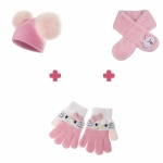 pack hiver rose pour fille : écharpe, bonnet et gant