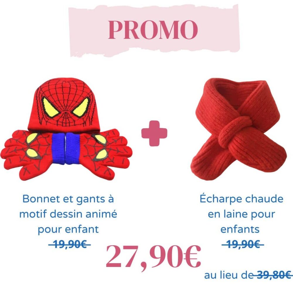Marvel Spider-Man Chapeau Et Gants Ensemble Hiver Enfant - Accessoires Bleu Pour Garçons