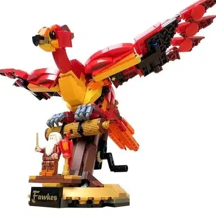Lego Harry Potter Fumseck et Hibou pour enfants coloré en rouge et jaune
