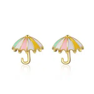Boucles d'oreilles parapluie doré pour petite fille